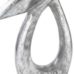 Benzara Swan Design Metal Sculpture with Marble Block Base, Silver and Black