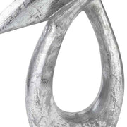 Benzara Swan Design Metal Sculpture with Marble Block Base, Silver and Black