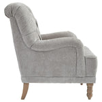 Benzara Diamond Tufted Back Fabric Accent Chair with Saddle Design Arms, Gray