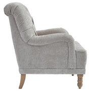 Benzara Diamond Tufted Back Fabric Accent Chair with Saddle Design Arms, Gray