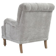 Benzara Diamond Tufted Back Fabric Accent Chair with Saddle Design Arms, Gray