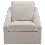 Benzara Fabric Accent Chair with Swivel Base and Shelter Style Arms,  Cream