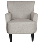 Benzara Fabric Accent Chair with Track Arms and Round Tapered Legs, Gray