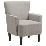 Benzara Fabric Accent Chair with Track Arms and Round Tapered Legs, Gray