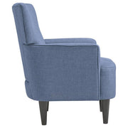 Benzara Fabric Accent Chair with Track Arms and Round Tapered Legs, Blue