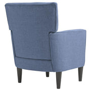 Benzara Fabric Accent Chair with Track Arms and Round Tapered Legs, Blue