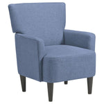 Benzara Fabric Accent Chair with Track Arms and Round Tapered Legs, Blue