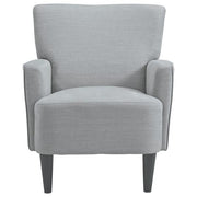 Benzara Fabric Accent Chair with Track Arms and Round Tapered Legs, Light Gray