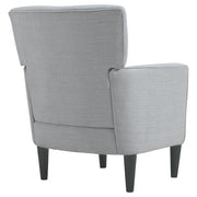 Benzara Fabric Accent Chair with Track Arms and Round Tapered Legs, Light Gray
