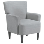 Benzara Fabric Accent Chair with Track Arms and Round Tapered Legs, Light Gray