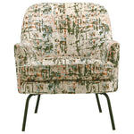 Benzara Fabric Accent Chair with Abstract Pattern and Angled Metal Legs,Multicolor