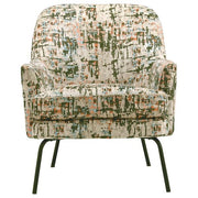 Benzara Fabric Accent Chair with Abstract Pattern and Angled Metal Legs,Multicolor
