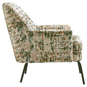 Benzara Fabric Accent Chair with Abstract Pattern and Angled Metal Legs,Multicolor