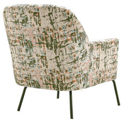 Benzara Fabric Accent Chair with Abstract Pattern and Angled Metal Legs,Multicolor