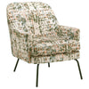 Benzara Fabric Accent Chair with Abstract Pattern and Angled Metal Legs,Multicolor