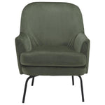 Benzara Fabric Accent Chair with Sleek Flared Track Arms and Metal Legs, Green