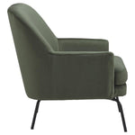 Benzara Fabric Accent Chair with Sleek Flared Track Arms and Metal Legs, Green
