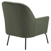 Benzara Fabric Accent Chair with Sleek Flared Track Arms and Metal Legs, Green