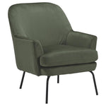 Benzara Fabric Accent Chair with Sleek Flared Track Arms and Metal Legs, Green