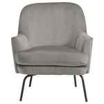 Benzara Fabric Accent Chair with Sleek Flared Track Arms and Metal Legs, Gray