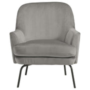 Benzara Fabric Accent Chair with Sleek Flared Track Arms and Metal Legs, Gray