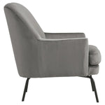 Benzara Fabric Accent Chair with Sleek Flared Track Arms and Metal Legs, Gray