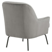 Benzara Fabric Accent Chair with Sleek Flared Track Arms and Metal Legs, Gray