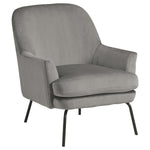 Benzara Fabric Accent Chair with Sleek Flared Track Arms and Metal Legs, Gray