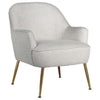 Benzara Fabric Accent Chair with Speckles and Angled Metal Legs,Gold and Off White