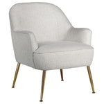 Benzara Fabric Accent Chair with Speckles and Angled Metal Legs,Gold and Off White