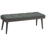 Benzara Button Tufted Fabric Accent Bench with Wooden Tapered Legs, Gray