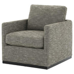 Benzara Swivel Fabric Upholstered Accent Chair with Track Arms and Trim Base, Gray