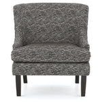 Benzara Wave Pattern Fabric Accent Chair with Sloped Arms and Wooden Legs, Black