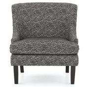 Benzara Wave Pattern Fabric Accent Chair with Sloped Arms and Wooden Legs, Black