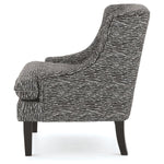 Benzara Wave Pattern Fabric Accent Chair with Sloped Arms and Wooden Legs, Black