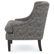 Benzara Wave Pattern Fabric Accent Chair with Sloped Arms and Wooden Legs, Black