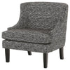 Benzara Wave Pattern Fabric Accent Chair with Sloped Arms and Wooden Legs, Black
