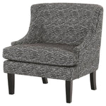 Benzara Wave Pattern Fabric Accent Chair with Sloped Arms and Wooden Legs, Black