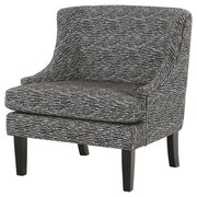 Benzara Wave Pattern Fabric Accent Chair with Sloped Arms and Wooden Legs, Black
