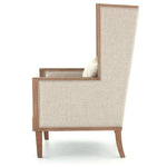Benzara Wooden Frame Accent Chair with High Wingback and Track Arms,Beige and Brown