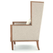 Benzara Wooden Frame Accent Chair with High Wingback and Track Arms,Beige and Brown
