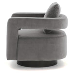 Benzara Swivel Fabric Upholstered Accent Chair with Curved Open Back and Arms, Gray