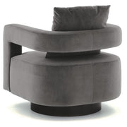 Benzara Swivel Fabric Upholstered Accent Chair with Curved Open Back and Arms, Gray