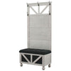 Benzara Wooden Hall Tree with Storage Bench and 5 Metal Hanging Hooks,Antique White