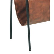 Benzara Marble Top Accent Table with Faux Leather Swing Holder, White and Brown