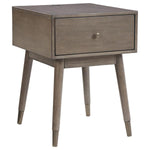 Benzara 1 Drawer Wooden Accent Table with USB Ports and Splayed Legs, Taupe Gray