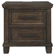 Benzara 2 Drawer Wooden Nightstand with Molded Detailed and Tapered Legs, Brown