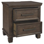 Benzara 2 Drawer Wooden Nightstand with Molded Detailed and Tapered Legs, Brown