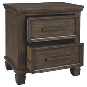 Benzara 2 Drawer Wooden Nightstand with Molded Detailed and Tapered Legs, Brown