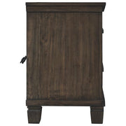 Benzara 2 Drawer Wooden Nightstand with Molded Detailed and Tapered Legs, Brown